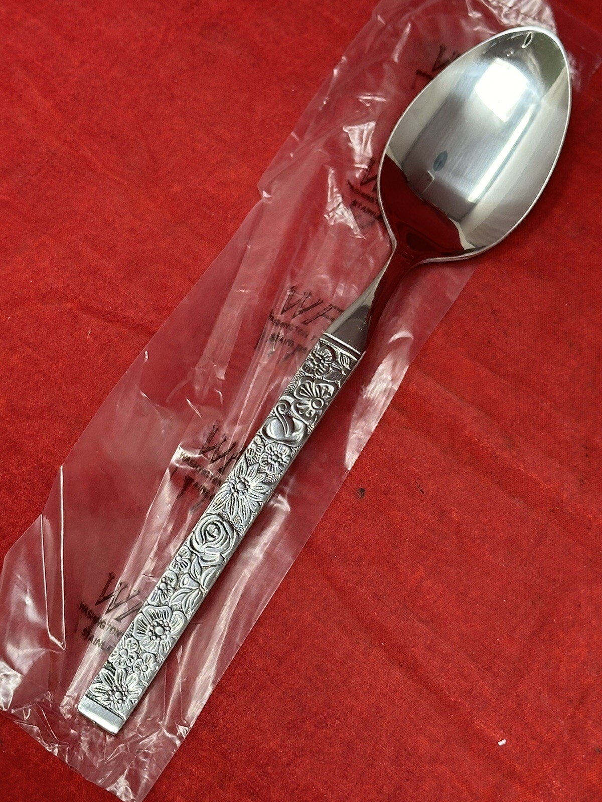 NOS Washington Forge Finesse Stainless MCM Hanford Floral Flatware Soup Spoon