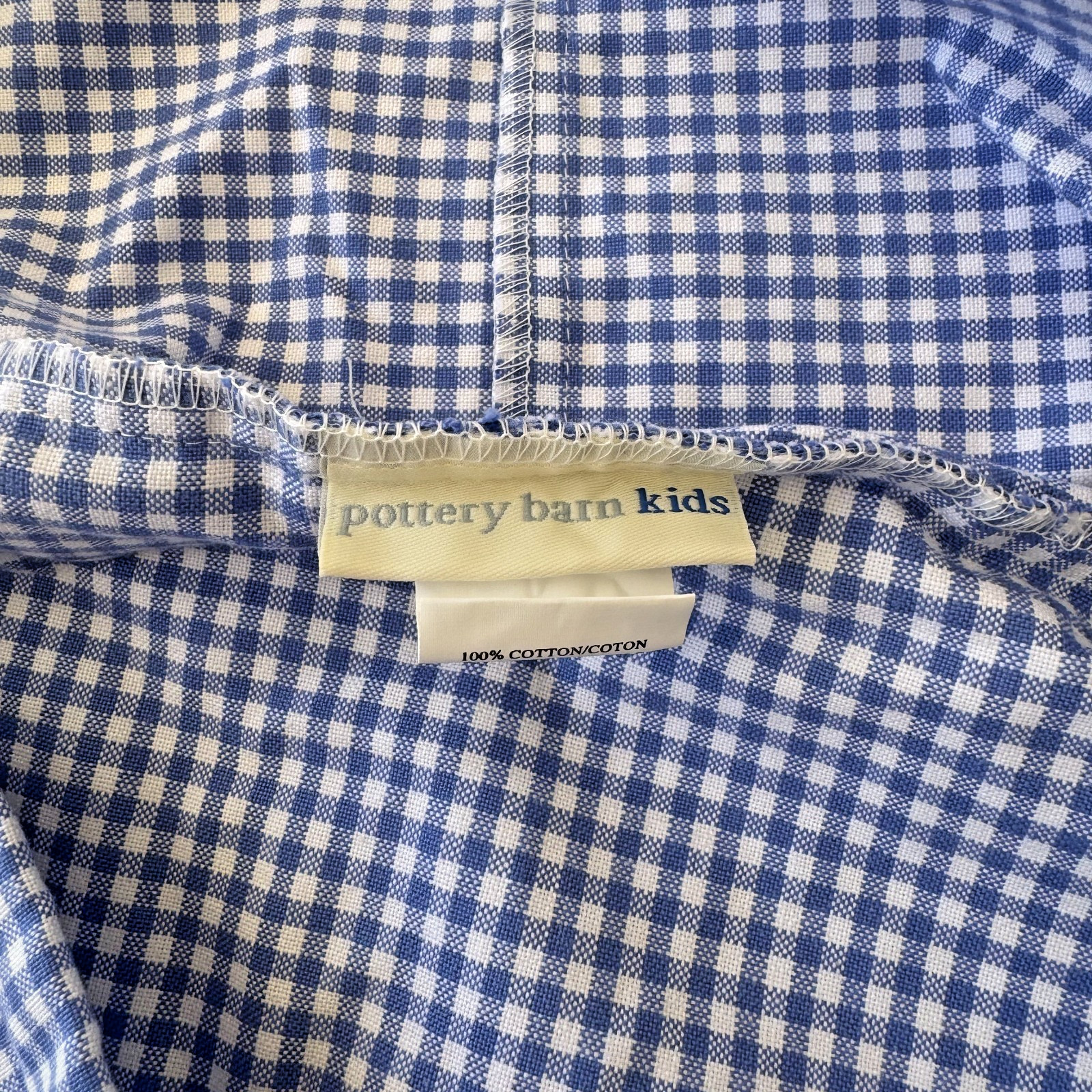 PBK Pottery Barn Kids Sabrina Medium Basket Liners Blue Gingham Check NWT