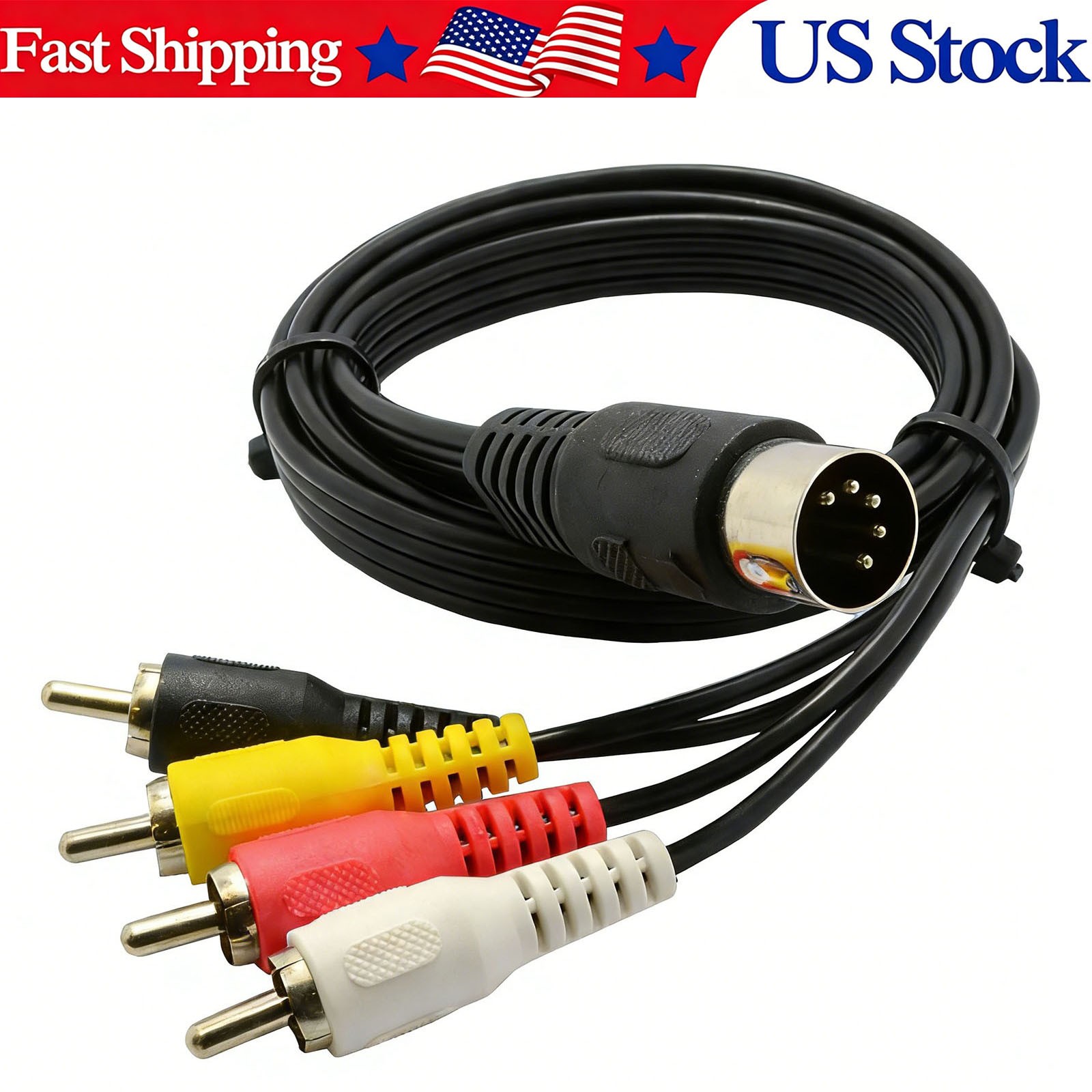 5FT AV Cable for Commodore 64 Atari TI-99/4A Spectravideo 5 Pin DIN to RCA