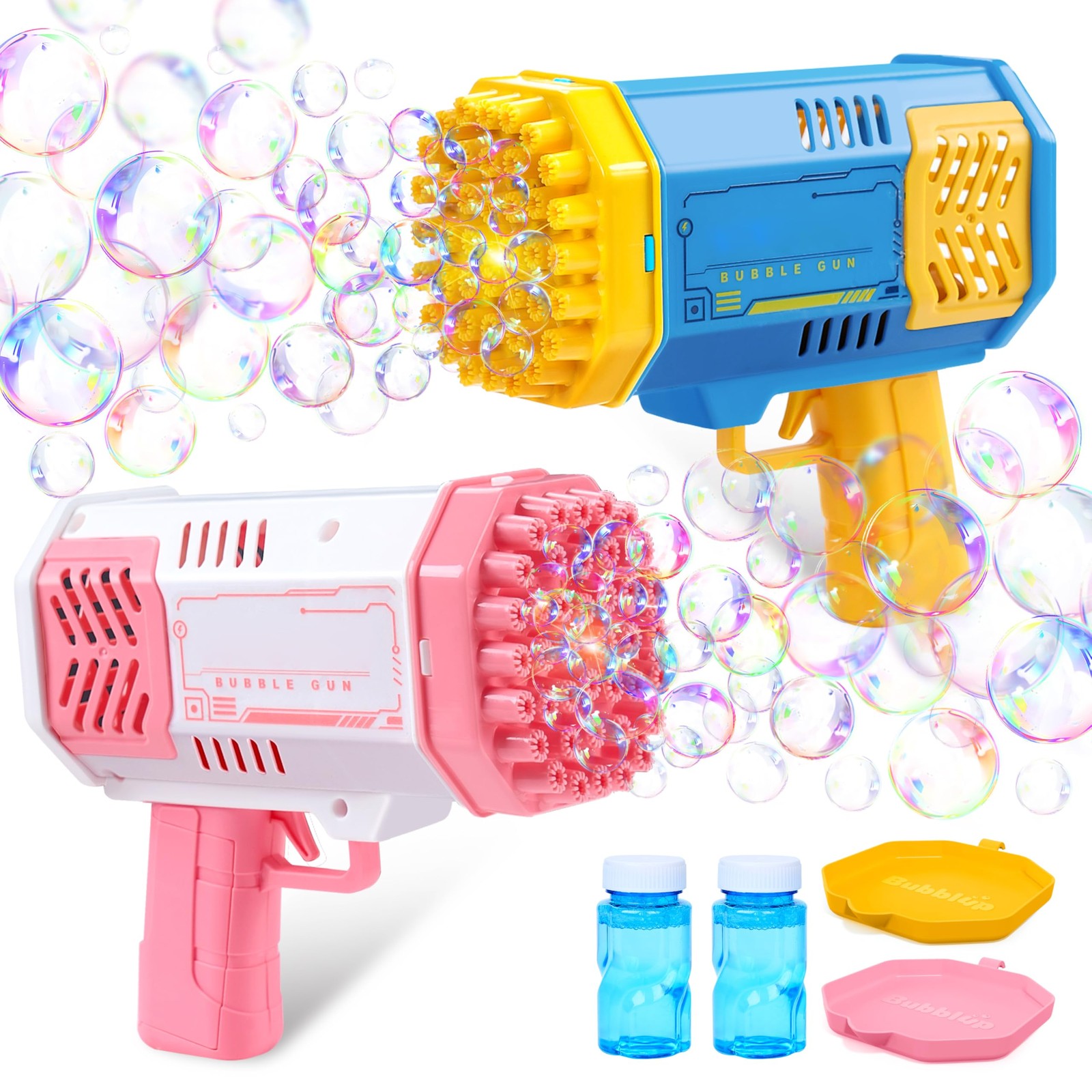Sloosh 2 PCS Bubble Machine, Bazooka Rocket Shape Bubble Gun Toy for Kids Age...