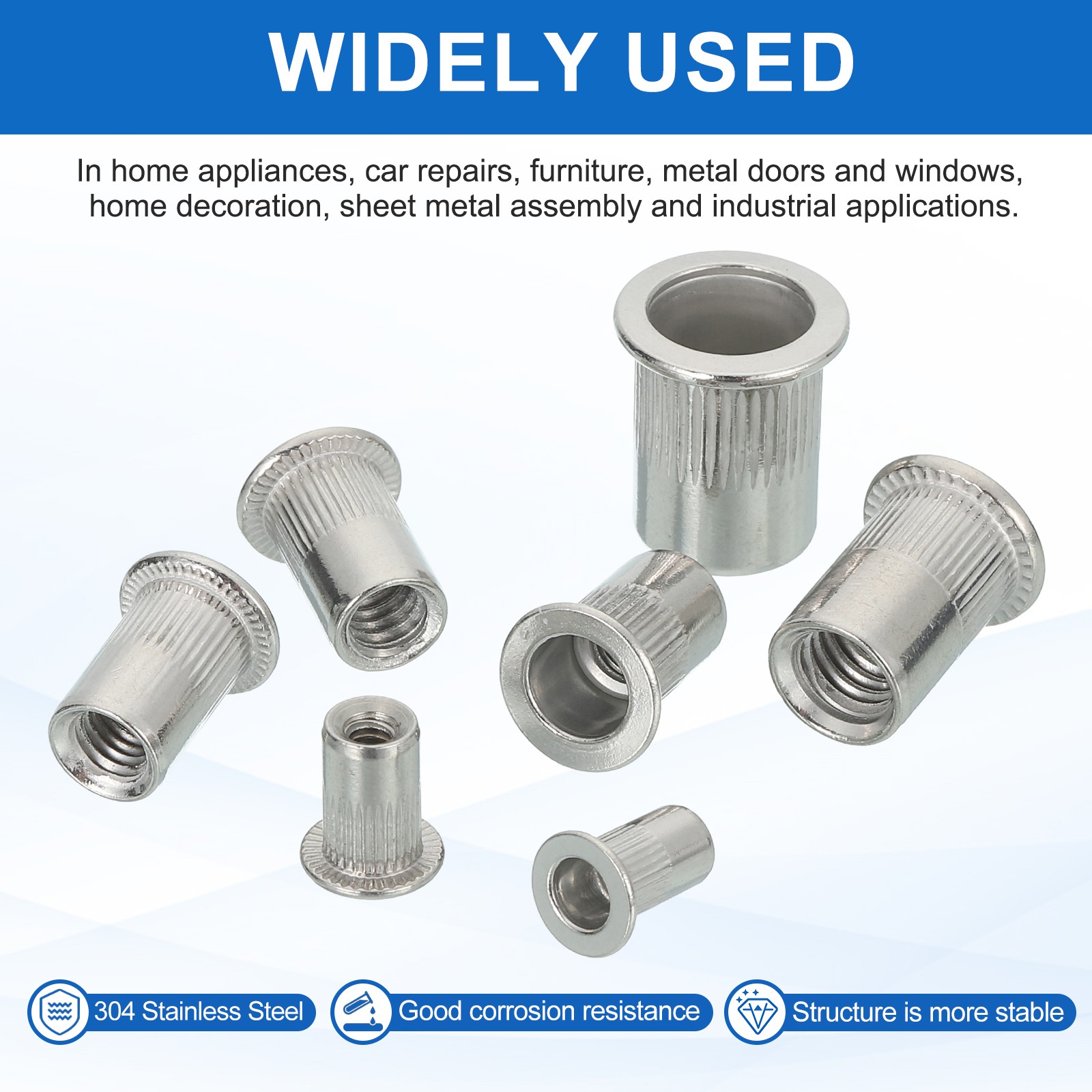 38Pcs M5 Rivet Nut 304 Stainless Steel Rivet Tool Hardware Nuts Silver