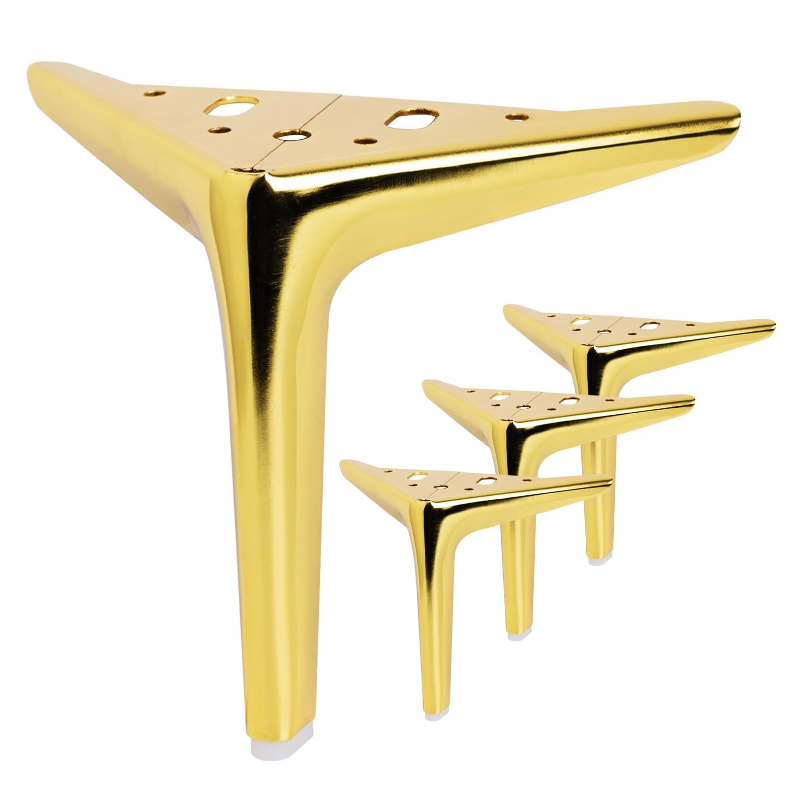 7 Inch Shiny Gold Furniture Legs, Metal Legs for Furniture Set of 4, DIY Repl...