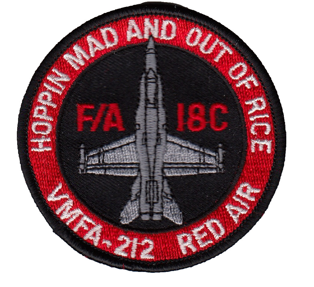 VMFA-212 LANCERS HOPIN MAD AND OUT OF RICE SHOULDER PATCH