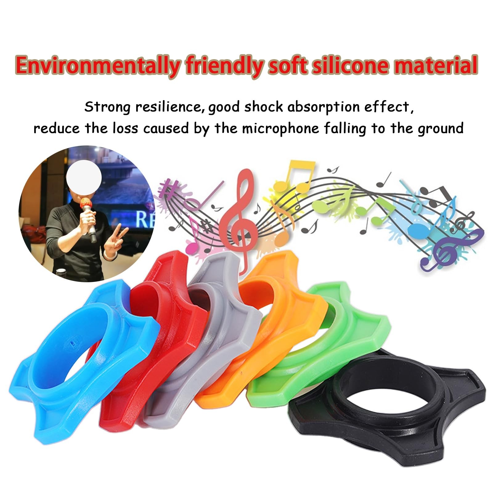 4 Pack Reusable Wireless Microphone Protection Rings, Anti-Rolling Silicone H...