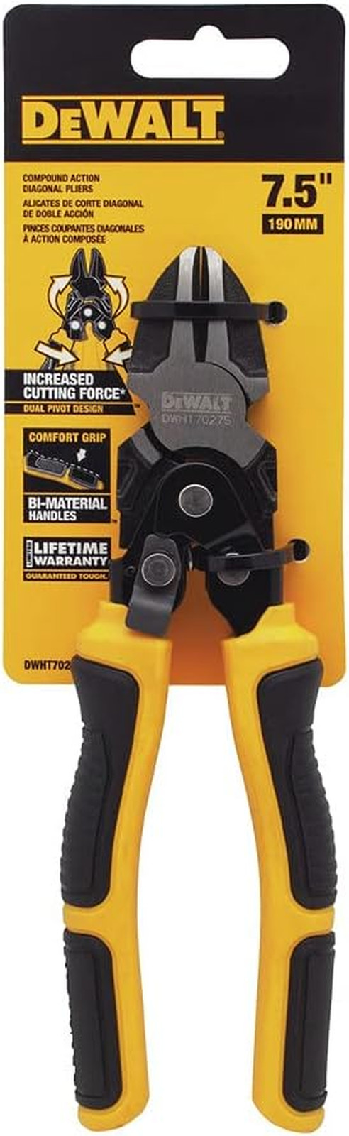 DEWALT DWHT70275 Compound Action Diagonal Cutters , Black 9.7 In