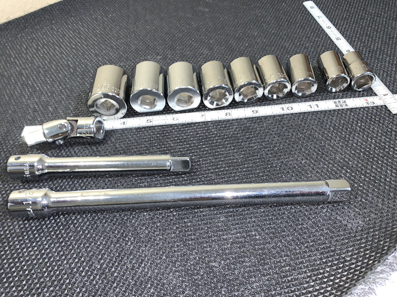 12 piece 1/2" SOCKET SET WITH EXTENSIONS and U Joint