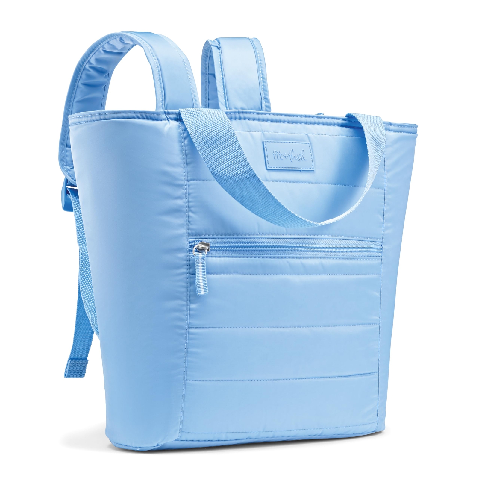 Fit & Fresh Insulated Cooler Bag, Leak Proof 18 Can Insulated Tote Cornflower