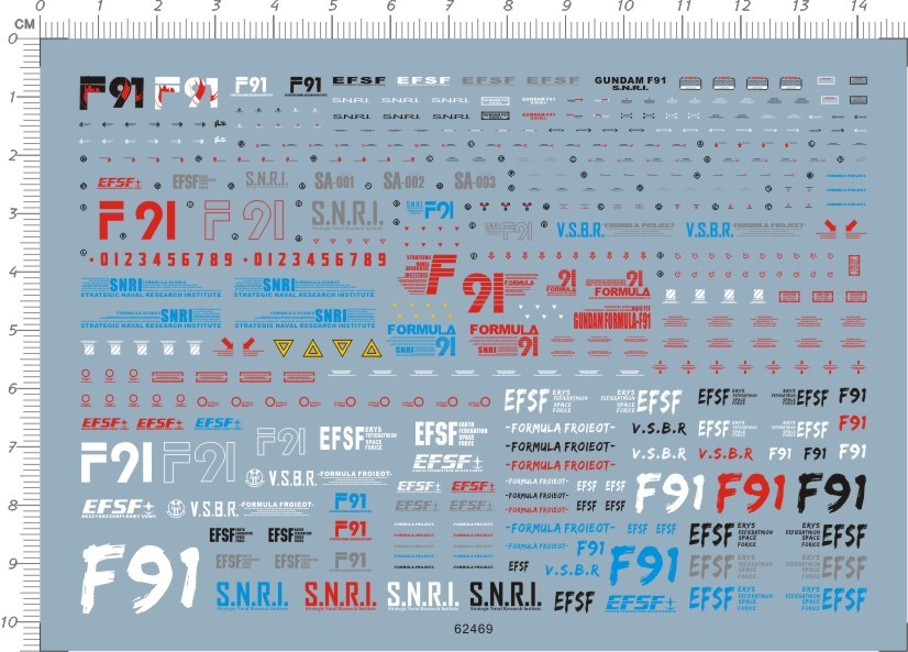 HG 1/144 Scale F91 GDM Formula 91 HGUC Figure Markings Water Slide Decal 62469