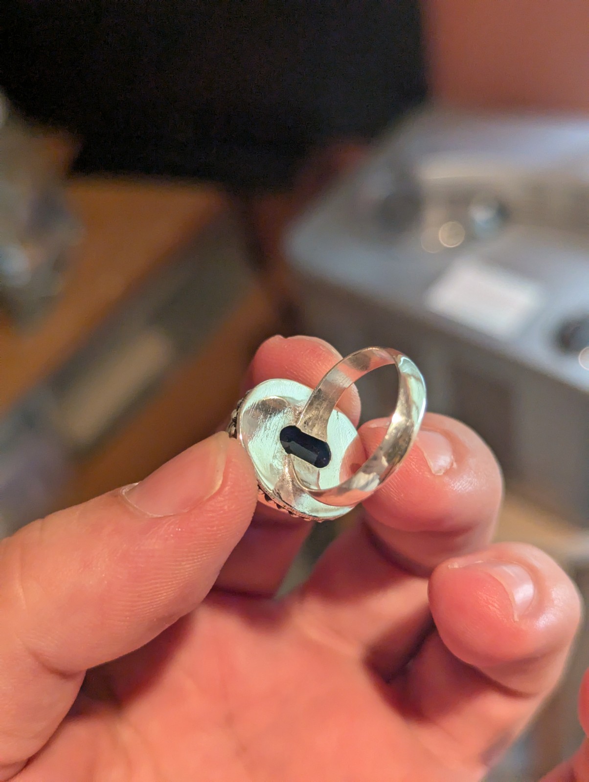 Blue Sapphire Oval Ring Size 9