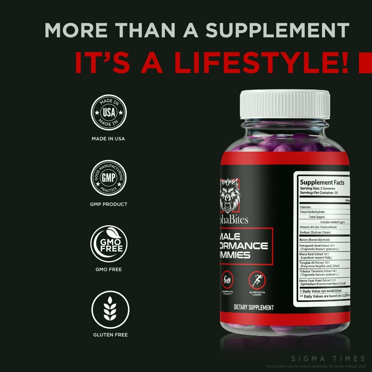 Alpha Bites Gummies For Men, AlphaBites ED Gummies Male BIGD 60ct