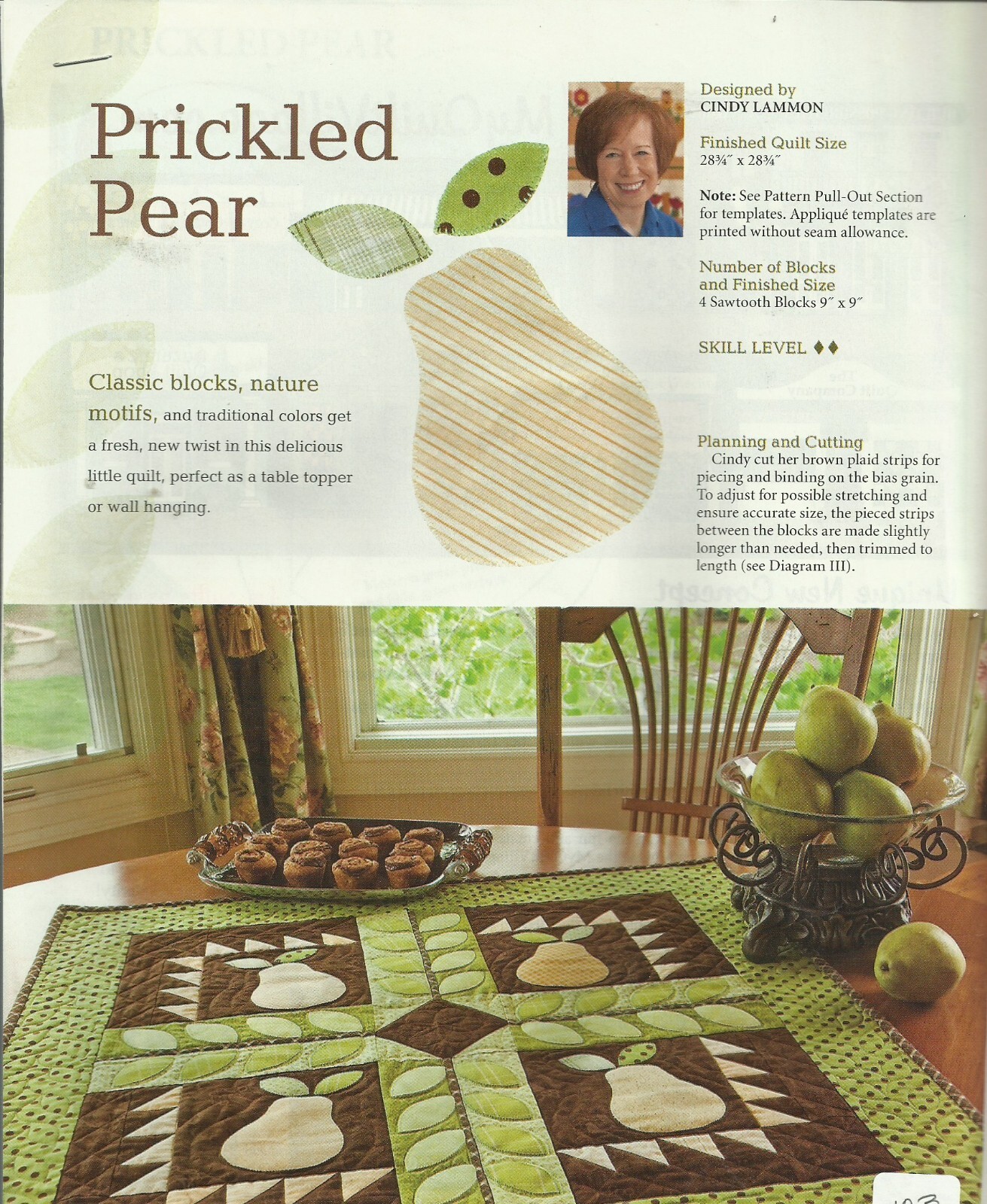 B0218   PRICKLED PEAR TABLE TOPPER QUILT PATTERN/INSTRUCTIONS
