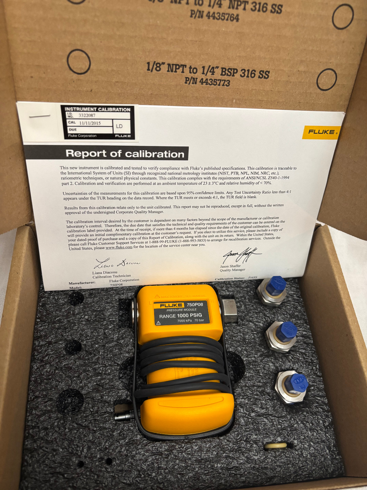 Fluke 750p08 Gauge Pressure Module 1000 PSI 70 Bar 7000 KPA