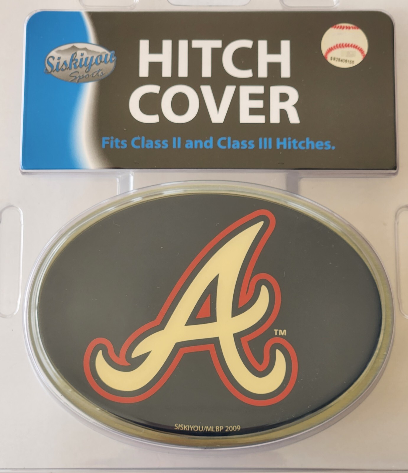 Atlanta Braves Metal Oval Hitch Cover MLB Licensed Baseball