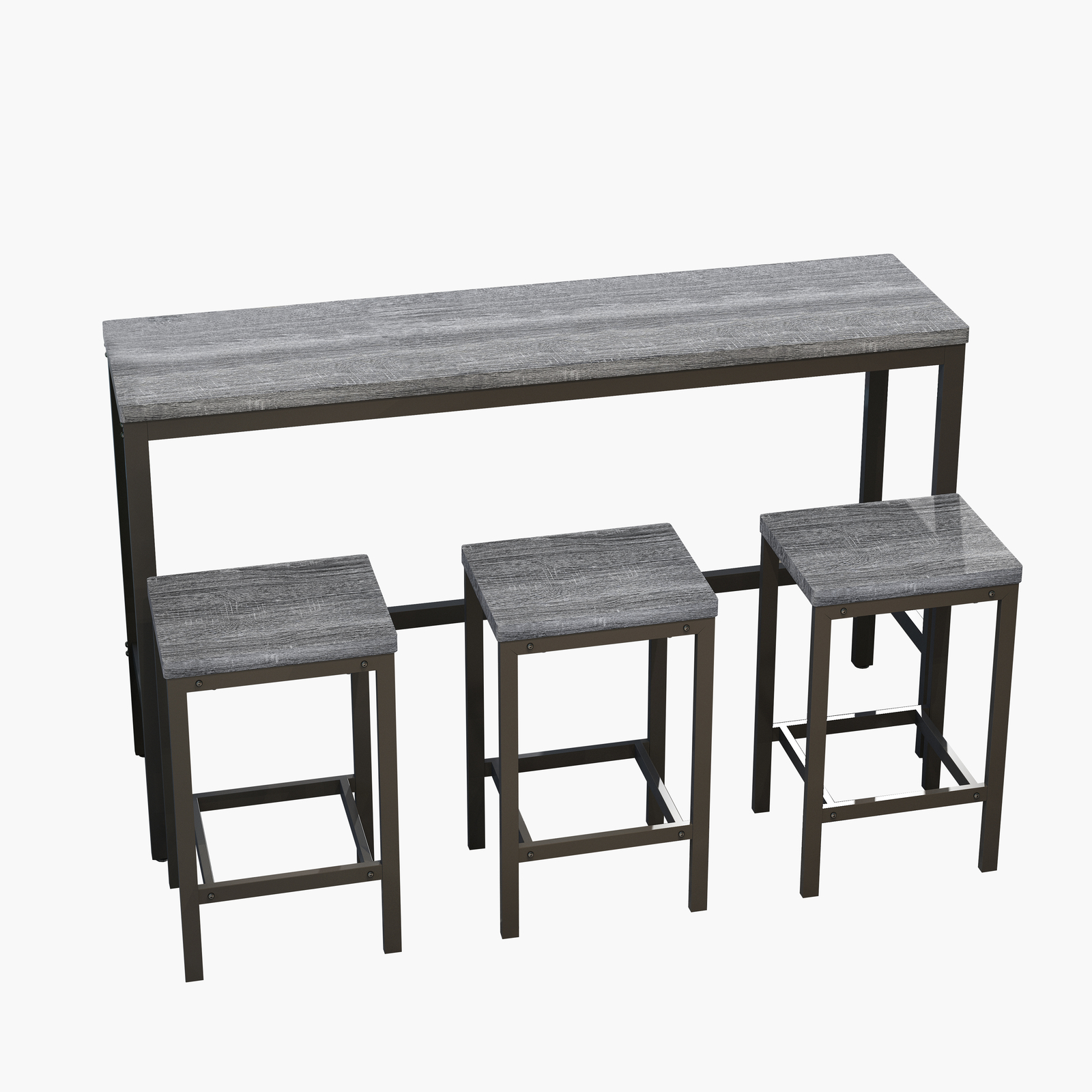Modern Kitchen Dining Table, Pub Table Long Dining Table Set with 3 Stools