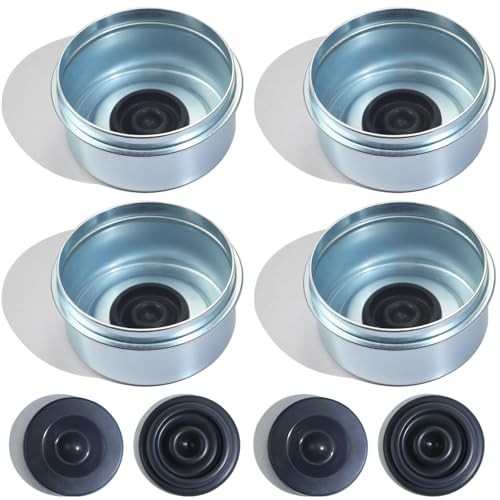 4pcs 2.72'' Trailer Hub Dust Caps with Extra 4pcs Rubber Plugs,Bearing Center