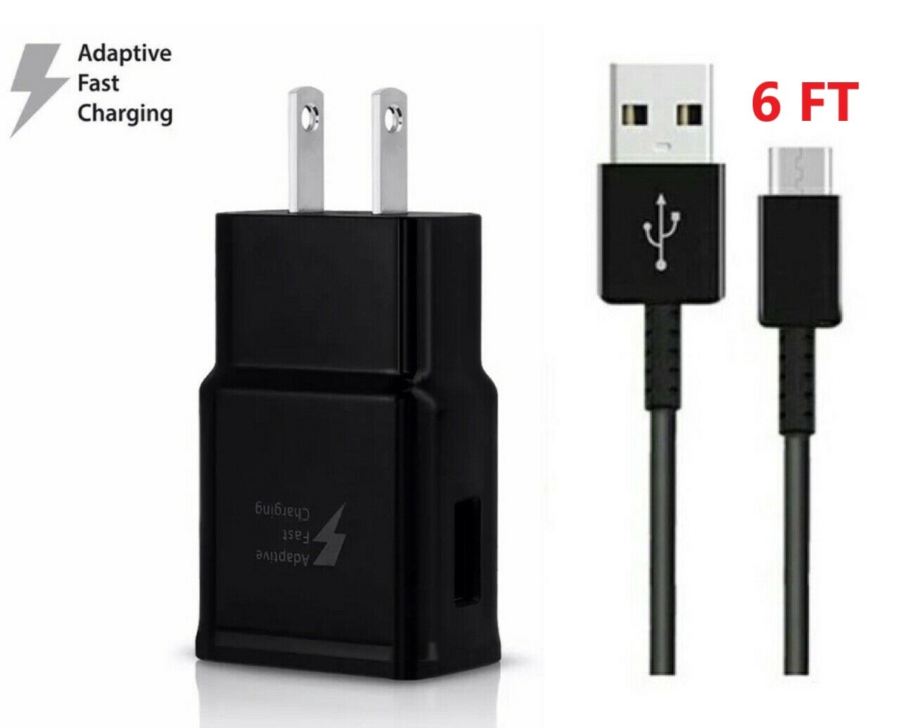 Fast Wall Charger +6FT Type-C CABLE for Original Samsung Galaxy A10E A10e Black
