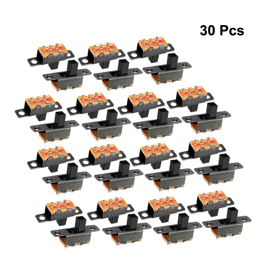 30Pcs 4mm Vertical Slide Switch SPDT 2 Position 3 Terminals PCB Panel Latching