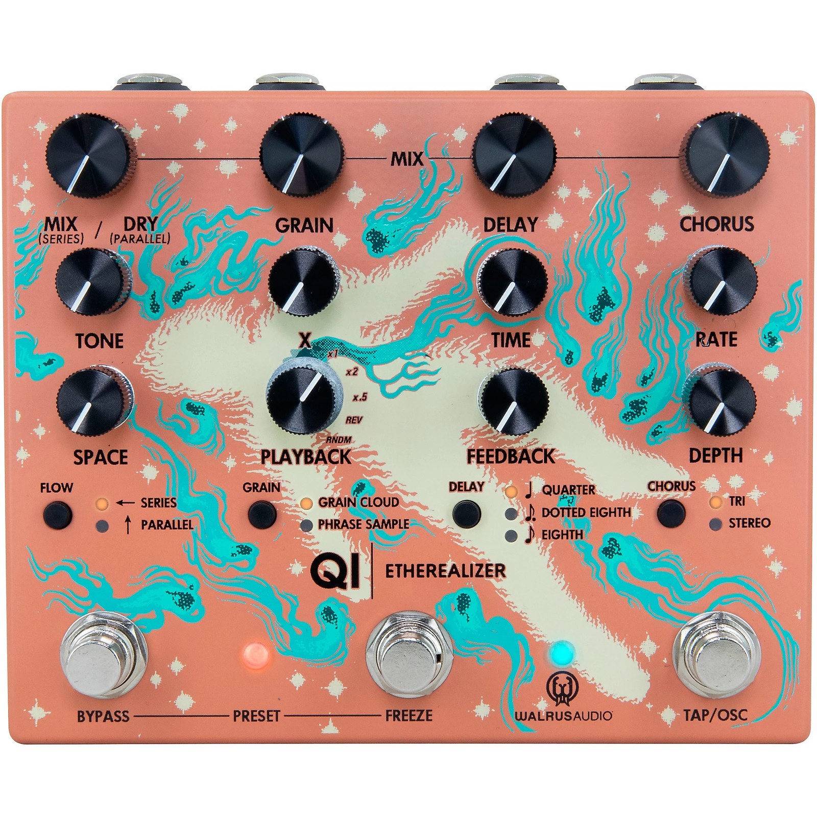 Walrus Audio Qi Etherealizer Chorus/Delay/Reverb Effects Pedal, Terracotta