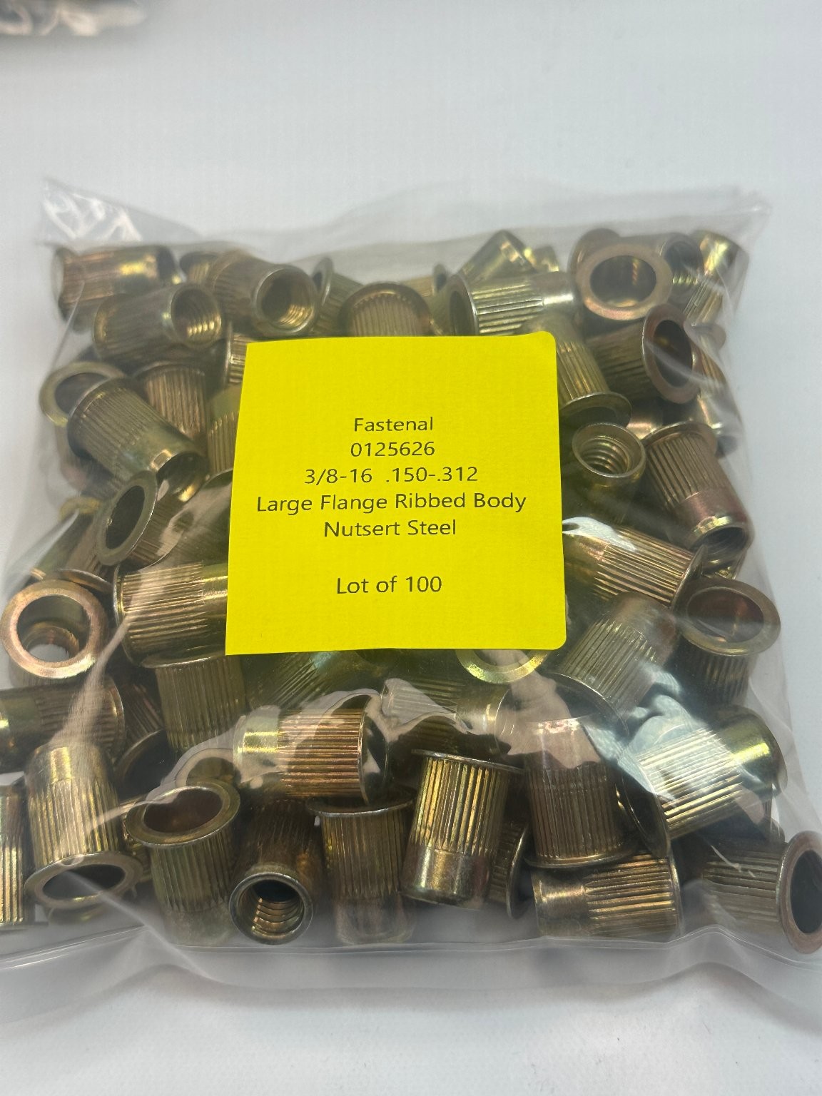 Fastenal 3/8-16 Large Flange Ribbed Body Nutsert Steel (Lot of 100)