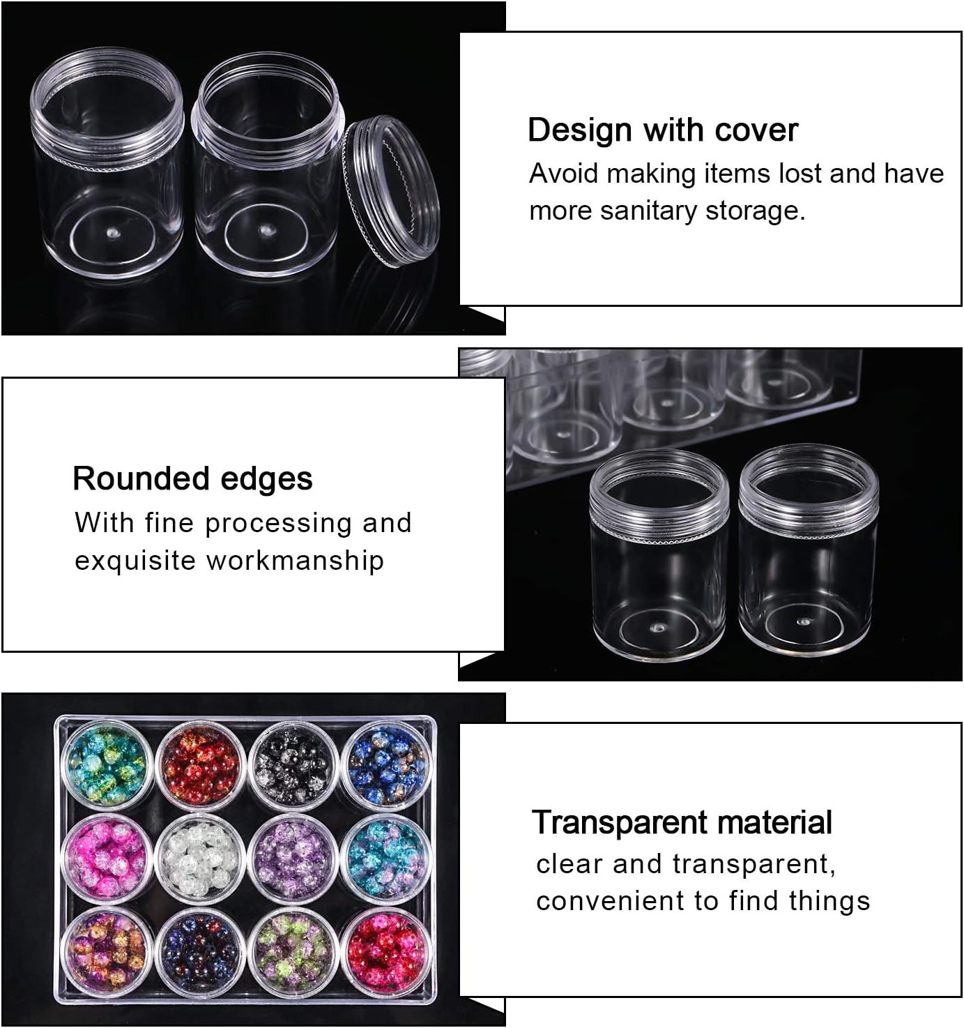 Clear Bead Organizer Small Bead Storage Containers Set 12 Pieces Plastic Storage