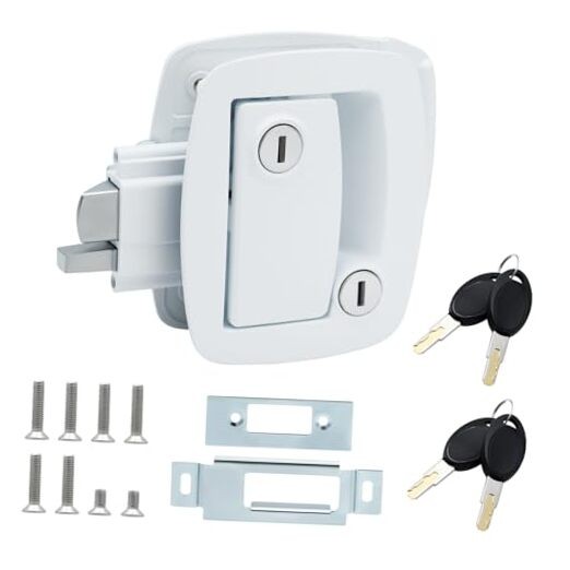RV Keyless Entry Door Lock Set - Keypad Deadbolt with Touch Paddle & 4 White