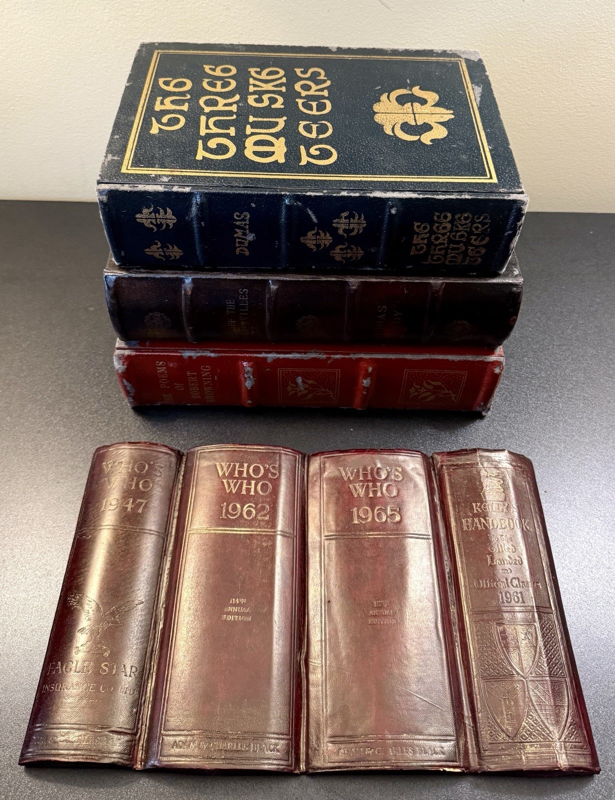 VTGFaux Book Box Storage Lot Secret Hidden Safe Stash Drawer Spine Panel 4pc