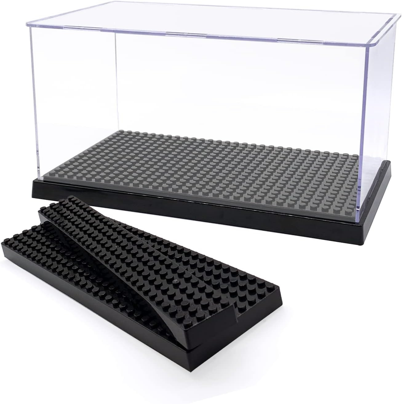 Acrylic Display Case for Figures Dustproof, Clear Display Box with Building Base