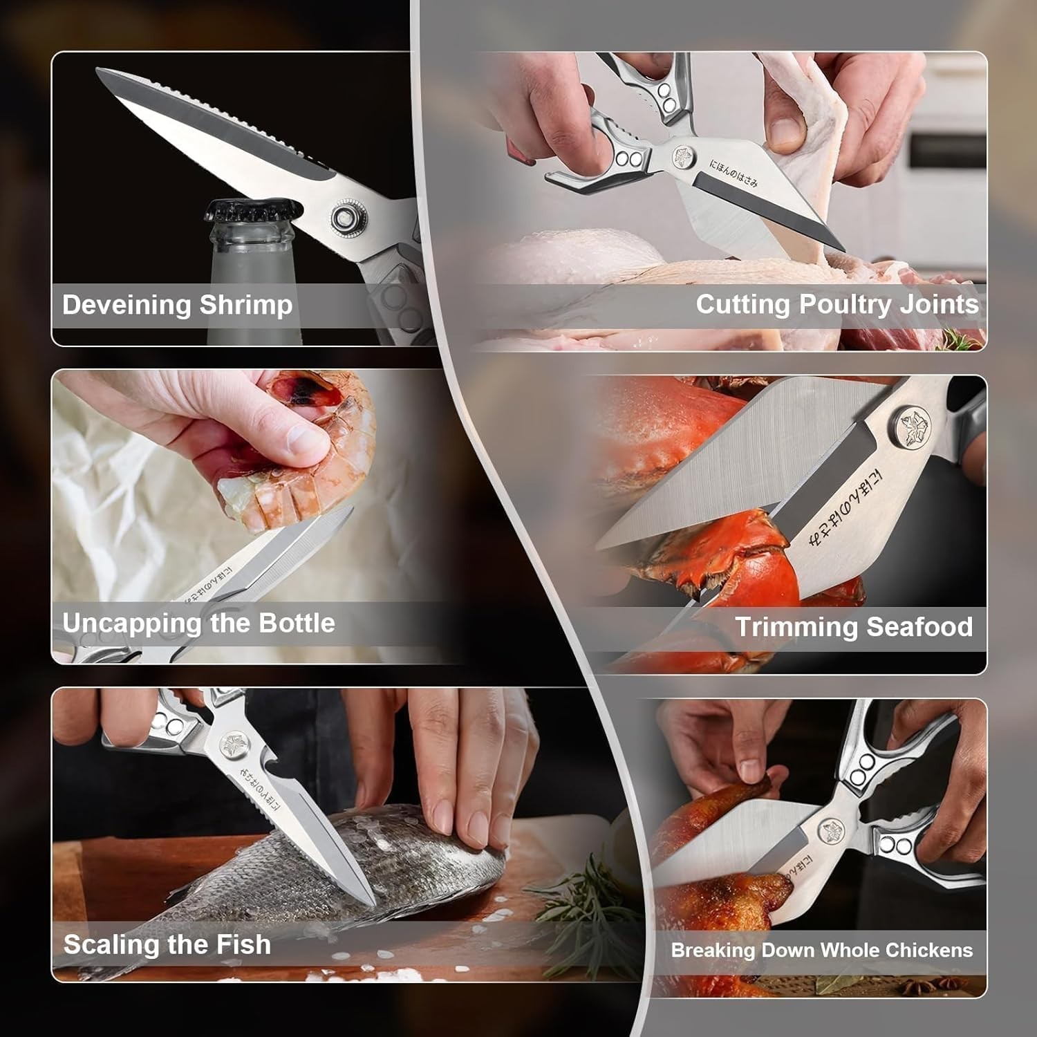 Kitchen Scissors Set - Multifunctional Heavy-Duty Kitchen Shears for Food, Me...