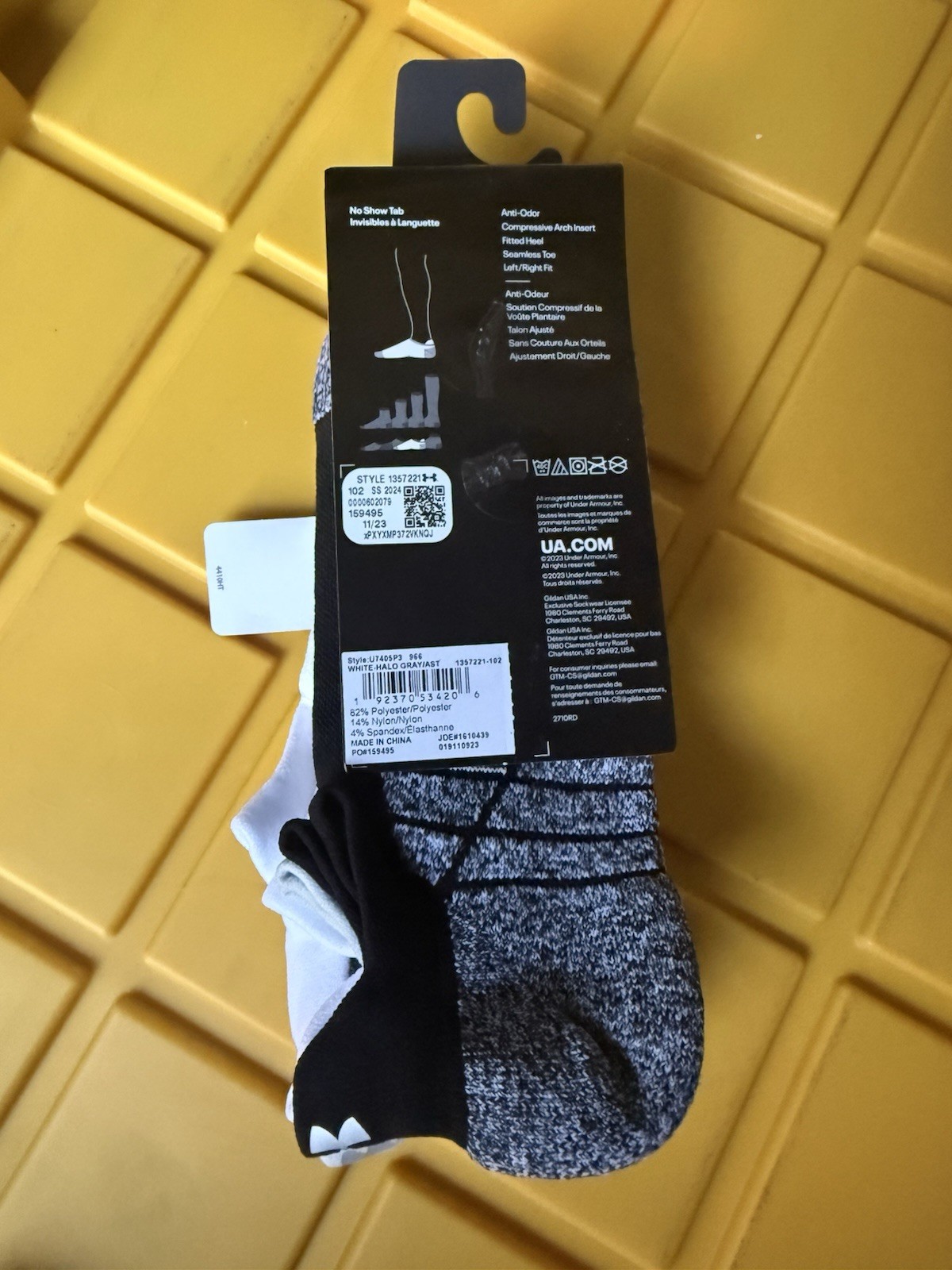 Under Armour UA Elevated+ Cushioned No Show 3pk Tab Socks 1357221 Large AA