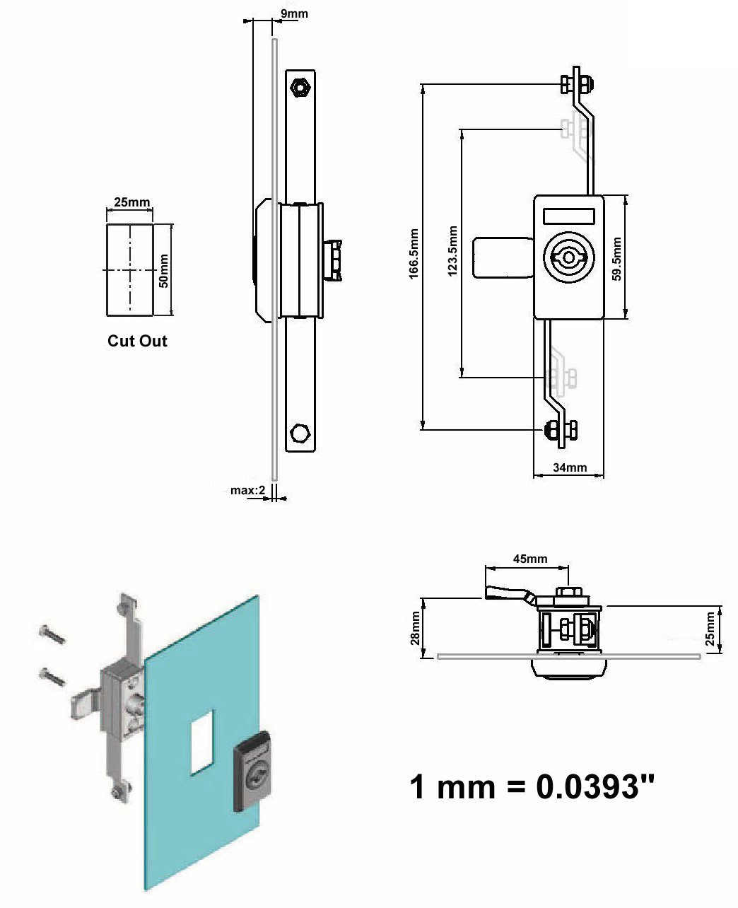 3 Point Lock / Latch (For Enclosures, Cabinets, Boxes, Cases, Generators, etc.)