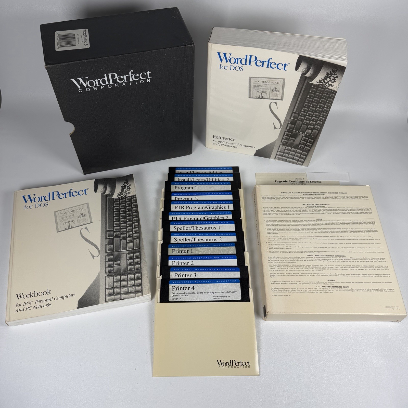 WordPerfect 5.1 for DOS - 1991 w/5.25 Diskettes, Workbook, Reference Manual