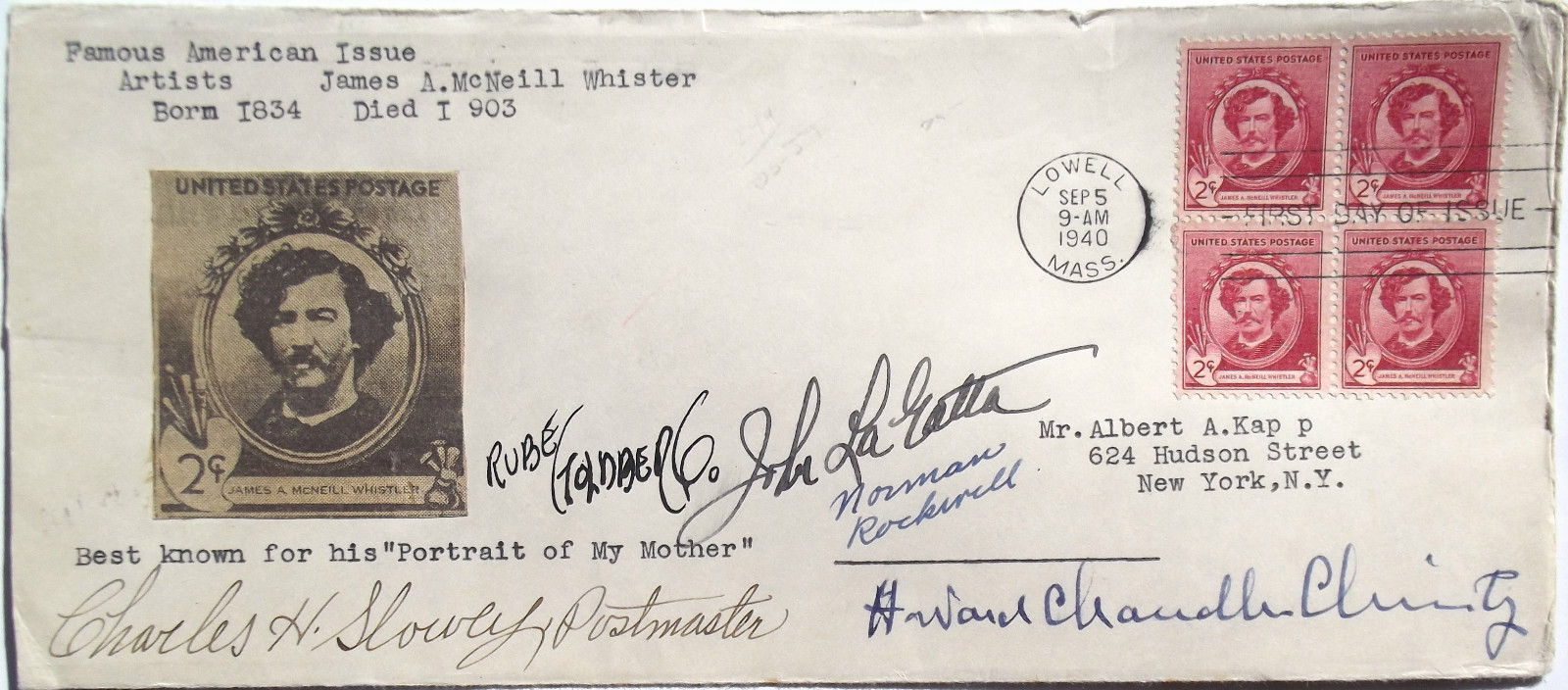 Prominent Illustrators Rockwell, Christy, Goldberg & LaGatta Autographs ''Rare''