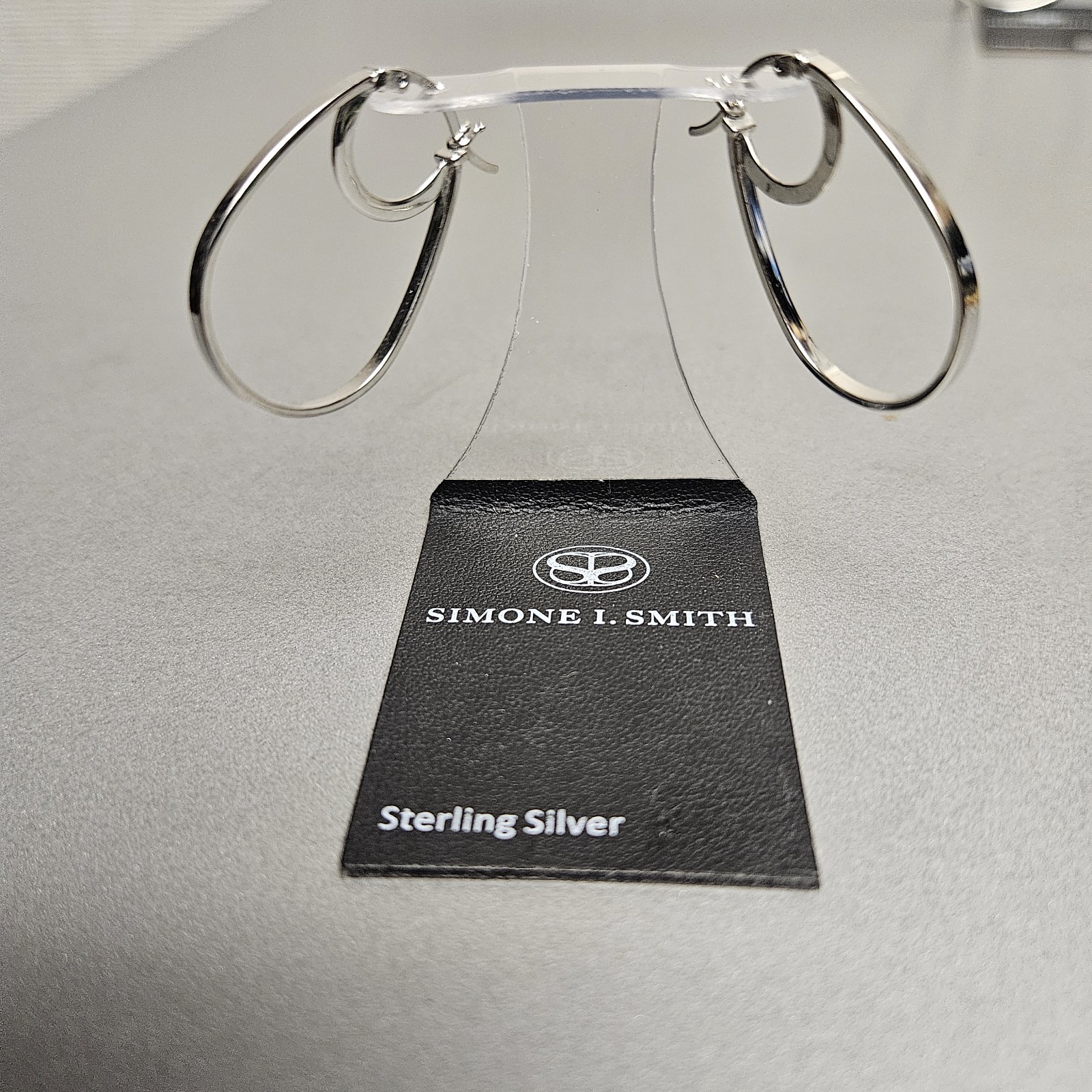 NEW- Simone I Smith- Sterling Silver 925 Polished Pear Hoop Earring