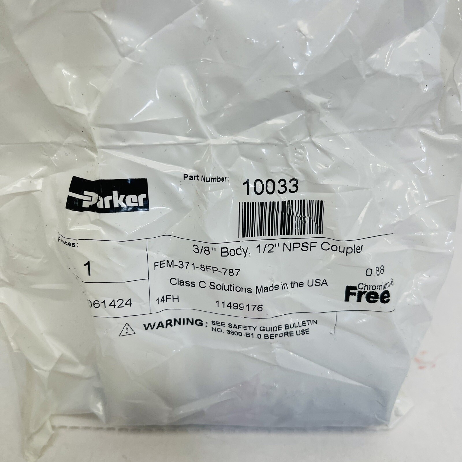 PARKER FEM-371-8FP HYDRAULIC QUICK COUPLER 5000 PSI - 1Pc