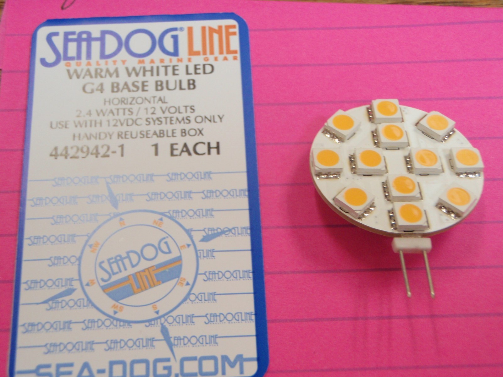 LED WARM WHITE G4 BASE BULB 2.4 WATTS 12 VOLT HORIZONTAL LEDS 4429421 BOAT RV