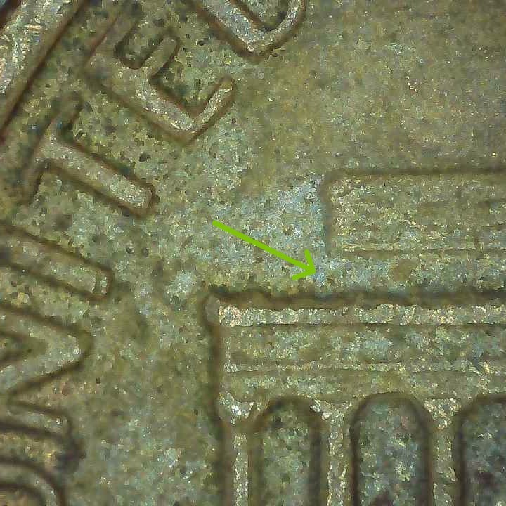 1969 D Lincoln Penny error floating roof, missing FG
