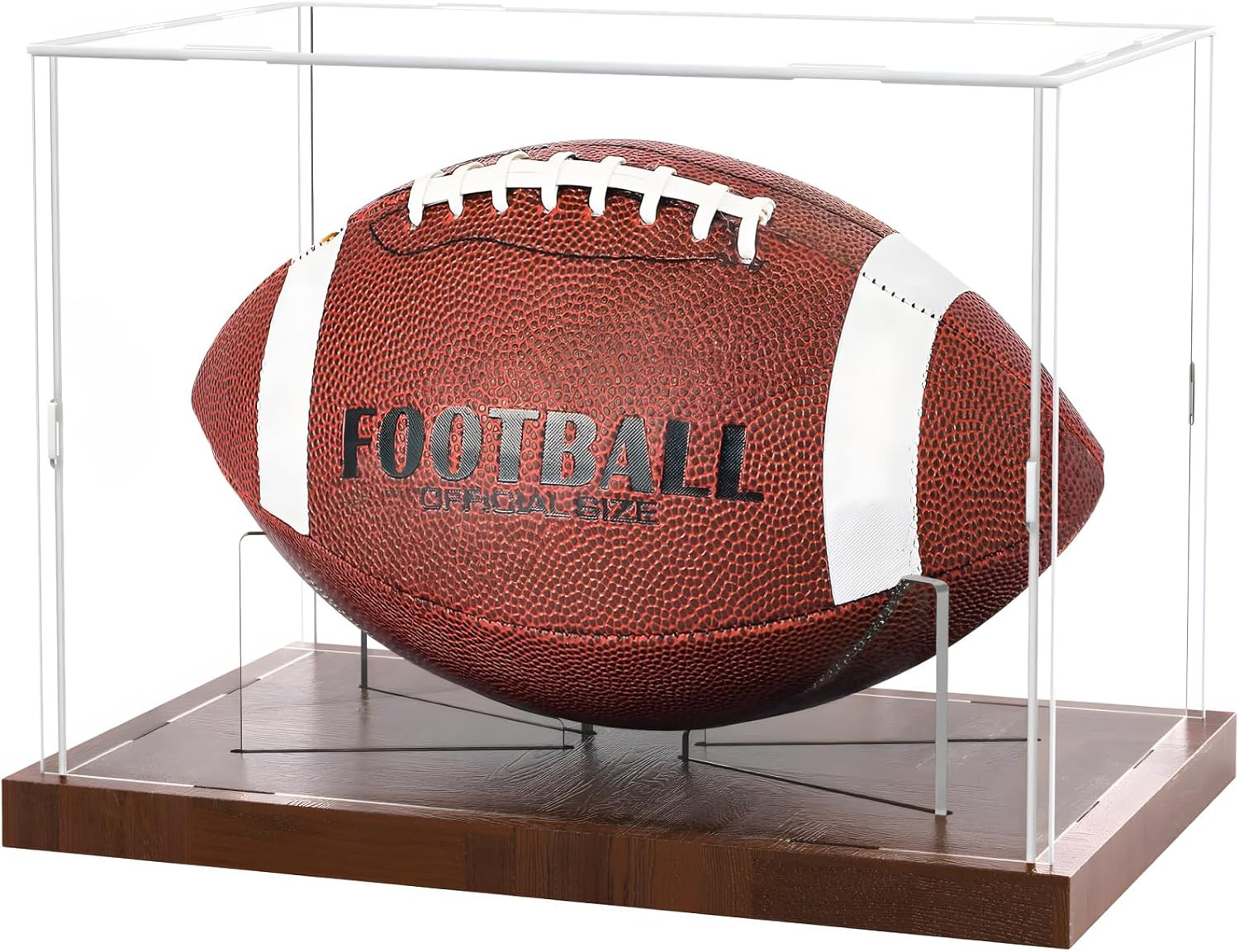 Football Display Case Acrylic Clear, Football Stand Holder Full Size with Solid