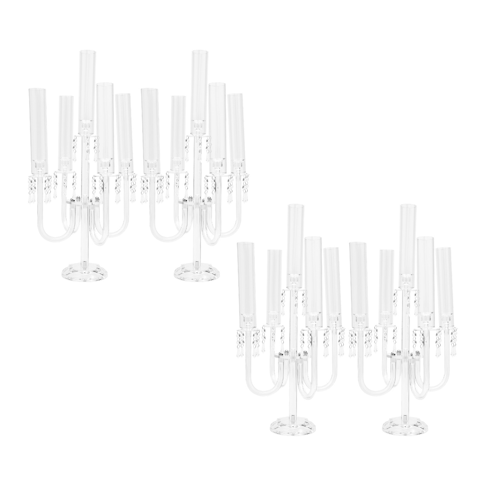 4PCS 5-Arm Candle Holders, 70cm Acrylic Candle Holders, Tabletop Candle Holders