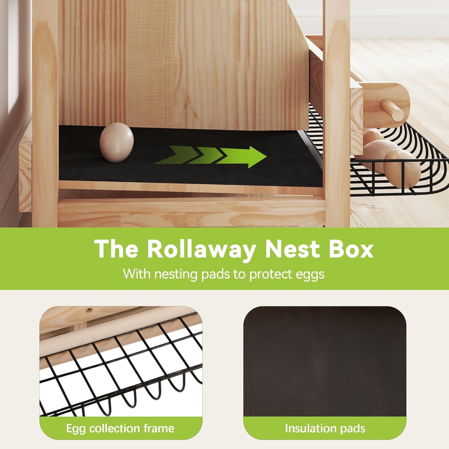 Nesting Boxes for Chicken 2-Tire Roll-Away Egg Waterproof Wooden