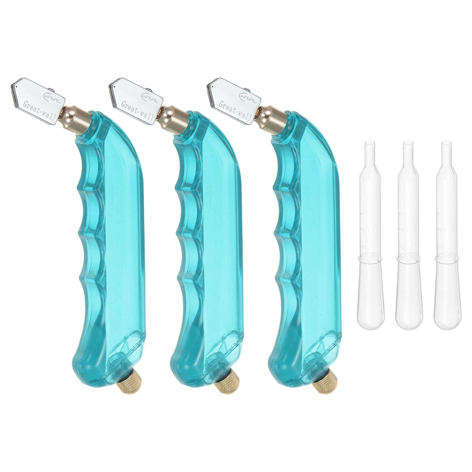 3Pcs Glass Cutter Pistol Grip 6mm-12mm Oil Feed Stained Glass Cutter Tool Blue