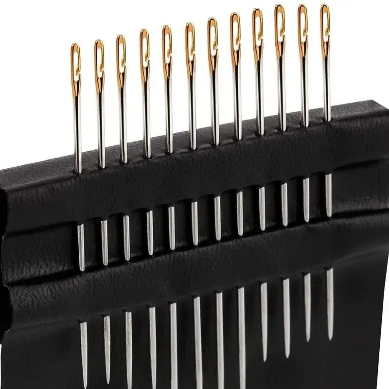 24Pcs Stainless Steel Self-threading Needles Opening Sewing Darning Needles US