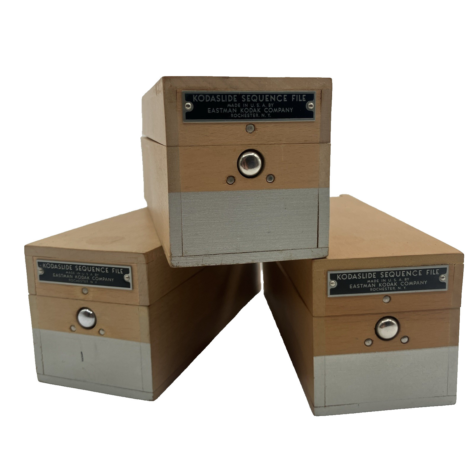 Vintage Wooden Kodaslide Sequence File Box Eastman KODAK Company USA Lot of (3)