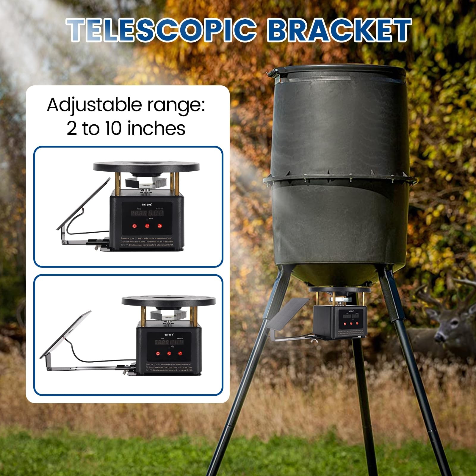 briidea Deer Feeder Timer with Integrated Solar Panel, Digital black