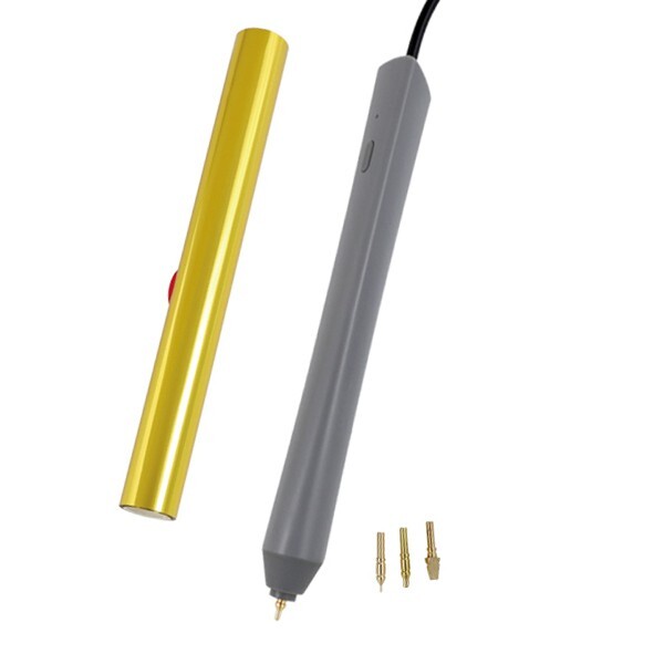 USB Heat Foil Freestyle Pen with 4 Size Metal Tips, 1pc Heat Activated Foil Roll