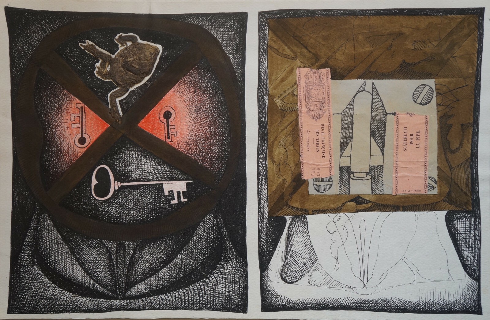 Mixed Technique Composition by Claude Lagouche (1943-2020)