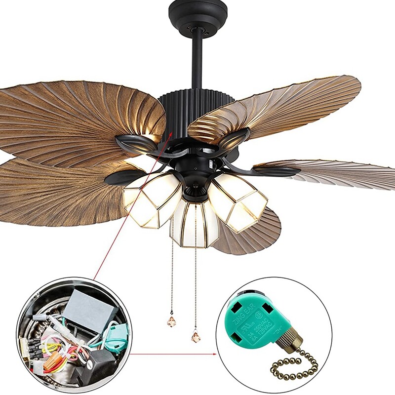 6 Pack Ceiling Fan Switch 3 Speed 4 Wire ZE-268S6 Fan Pull Chain Switch8608