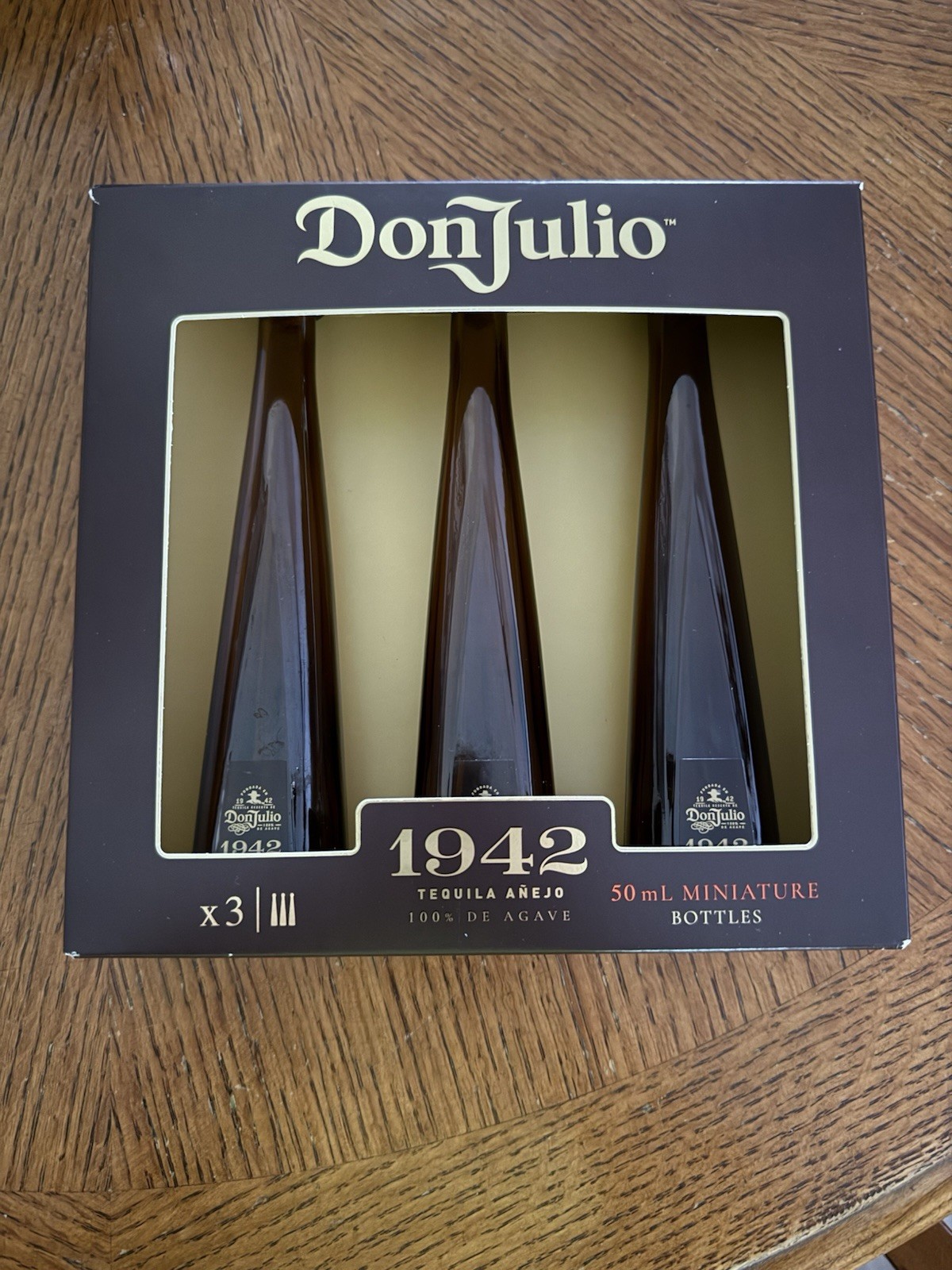 3 Empty Don Julio 1942 Tequila Anejo 50mL cork Bottles Tequila Supreme Brown