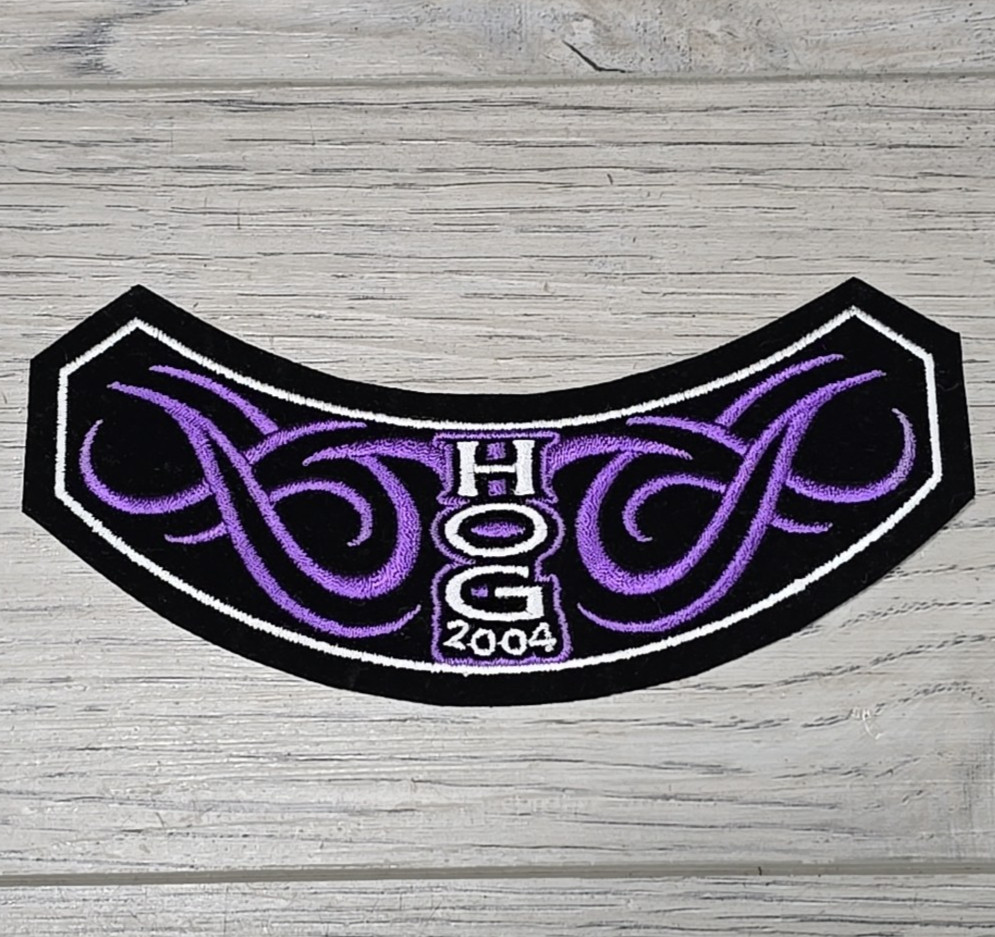 Vtg 2004 HOG Harley Owners Group Purple Tribal Small Rocker Vest Jacket Patch