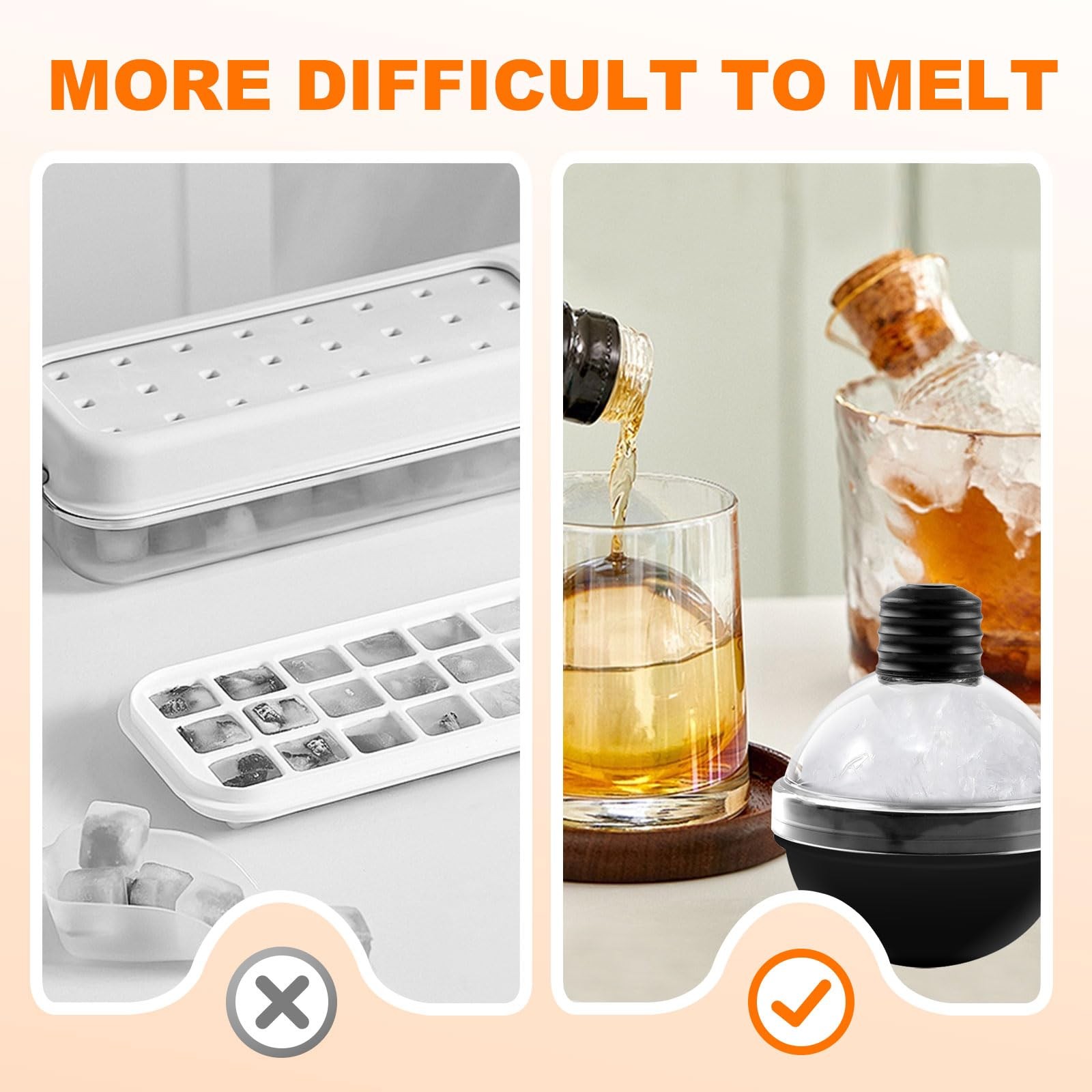 Black Round Ice Cube Mold 2.64 Inch Large Sphere Maker