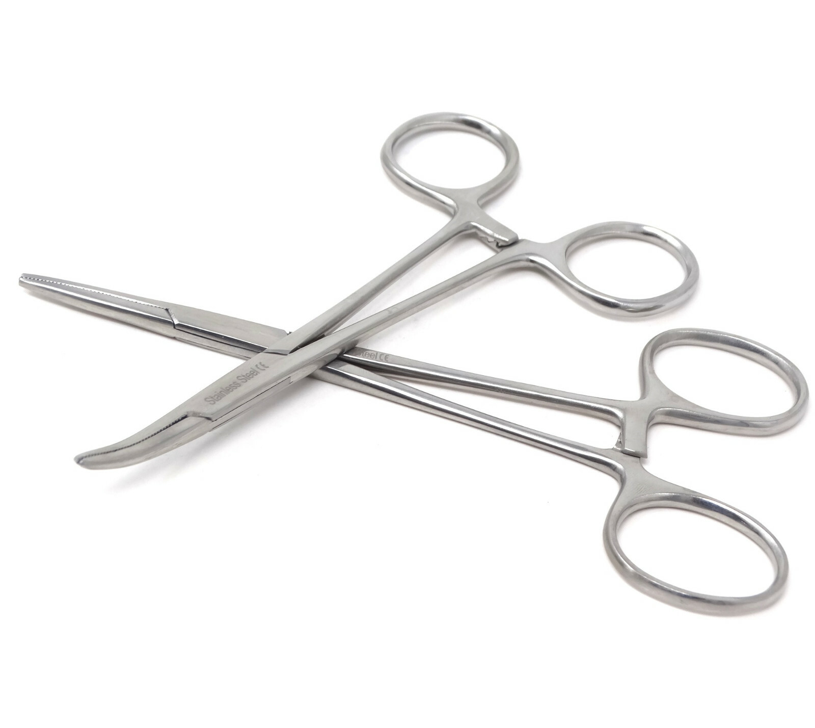 Mosquito Locking Clamps Hemostat Forceps 5" Curved+Straight Jaws Surgical Tools